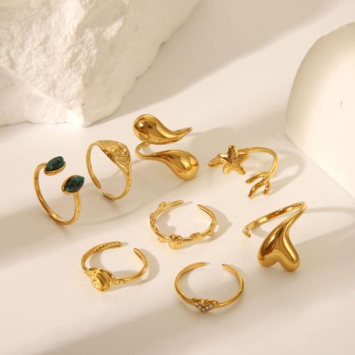 Stainless Steel Finger Ring 304 Stainless Steel plated fashion jewelry & for woman golden Sold By PC