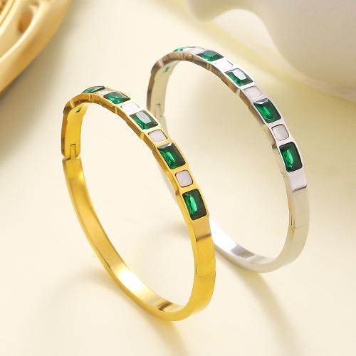 Stainless Steel Bangle 304 Stainless Steel with Crystal plated fashion jewelry & for woman Sold By PC