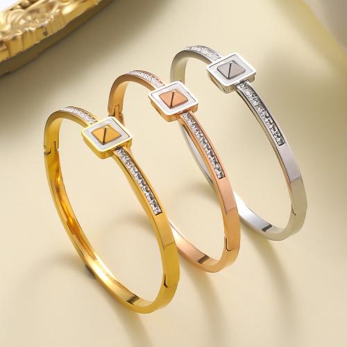 Stainless Steel Bangle 304 Stainless Steel with Crystal plated fashion jewelry & for woman Sold By PC