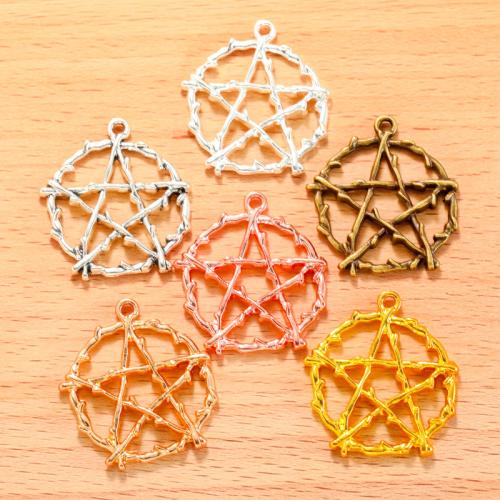 Zinc Alloy Pendler, Pentagram, forgyldt, du kan DIY, flere farver til valg, 28x26mm, 100pc'er/Bag, Solgt af Bag