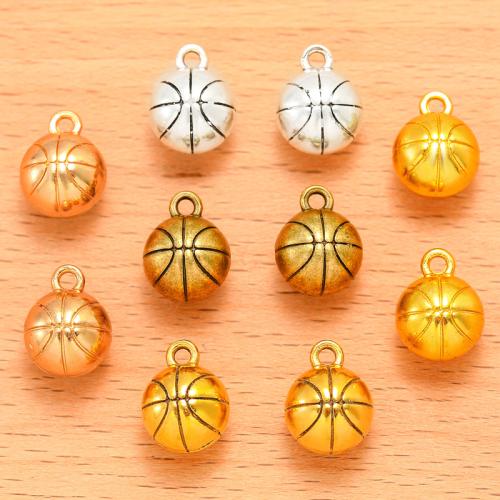 Pendentifs en alliage de zinc, basket-ball, Placage, DIY, plus de couleurs à choisir, 14x10x10mm, 50PC/sac, Vendu par sac