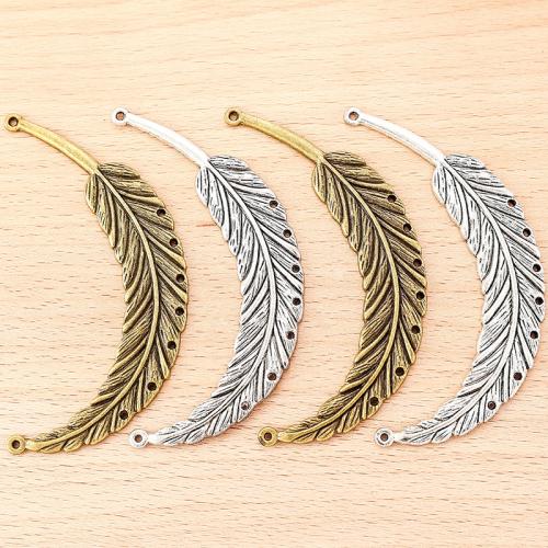 Forbindelse til zinklegering, Zinc Alloy, Leaf, forgyldt, 2/7loop & du kan DIY, flere farver til valg, 93x18mm, 100pc'er/Bag, Solgt af Bag