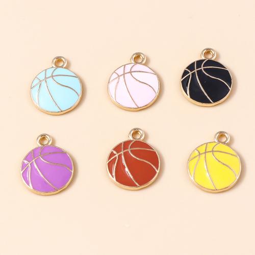 Zinc Alloy émail Pendants, alliage de zinc, basket-ball, Placage, DIY, plus de couleurs à choisir, 10PC/sac, Vendu par sac