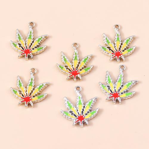 Zinc Alloy Enamel Pendants Leaf plated DIY Sold By Bag