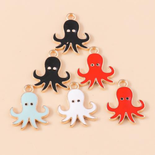 Zinc Alloy Enamel Pendants Octopus plated DIY Sold By Bag