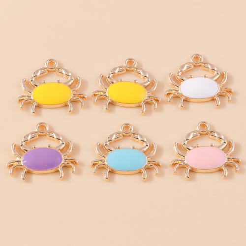 Zinc Alloy émail Pendants, alliage de zinc, crabe, Placage, DIY, plus de couleurs à choisir, 10PC/sac, Vendu par sac