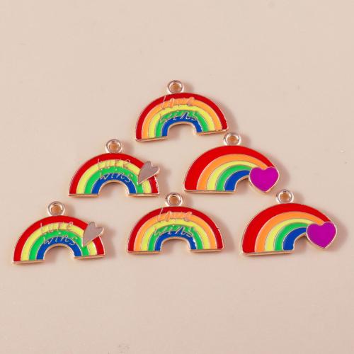 Zinc Alloy Enamel Pendants Rainbow plated DIY Sold By Bag