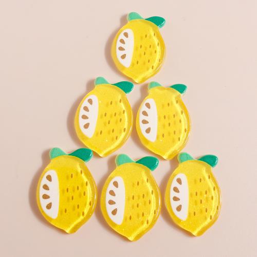 Mobile Phone DIY Decoration Plastic with Resin Lemon plated Sold By Bag