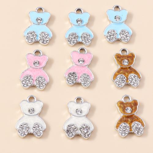 Zinc Alloy Enamel Pendants Bear plated DIY & with rhinestone Sold By Bag