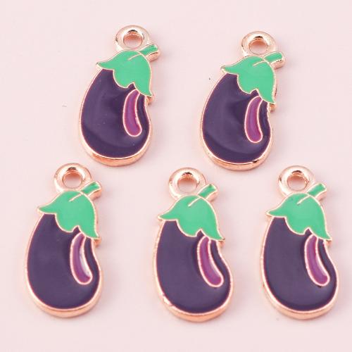 Zink legering emalje vedhæng, Zinc Alloy, Aubergine, forgyldt, du kan DIY, 10pc'er/Bag, Solgt af Bag