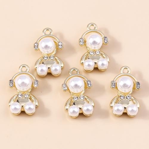 Zinc Alloy Rhinestone Pendants with Plastic Pearl plated DIY & with rhinestone Sold By Bag