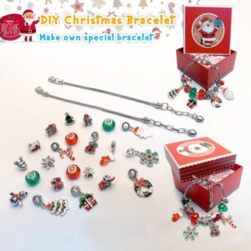 lega in zinco Bambini DIY String Beads Set, with cristallo, placcato, Design natalizio & smalto, 79x79x40mm, Venduto da set