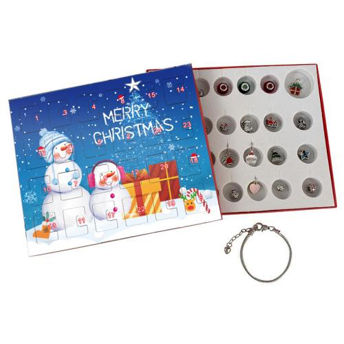 Zinklegierung Kinder DIY String Perlen Set, plattiert, Weihnachts-Design & Emaille & mit Strass, Länge ca. 6-8 ZollInch, verkauft von setzen