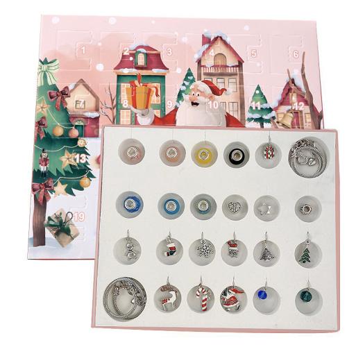 Zinc Alloy Children DIY String Beads Set with Crystal plated Christmas Design & enamel & with rhinestone Sold By Set