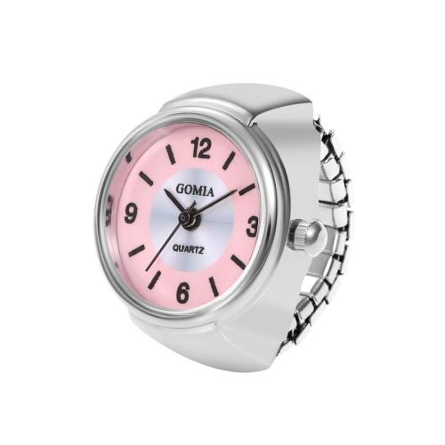 Zinc Alloy Finger Ring horloge, met Glas, Ronde, plated, Chinese beweging & uniseks, meer kleuren voor de keuze, 21x8mm, Verkocht door PC