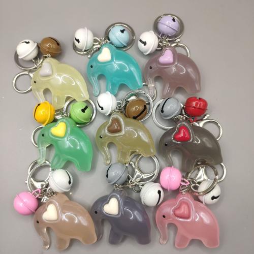 Bag Purse Charms Keyrings Keychains Acrylic with Zinc Alloy Elephant Unisex 60mm Sold By PC