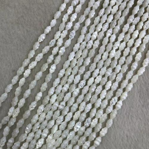 Top Shell Bead, du kan DIY, hvid, 5x9mm, Ca. 43pc'er/Strand, Solgt af Strand