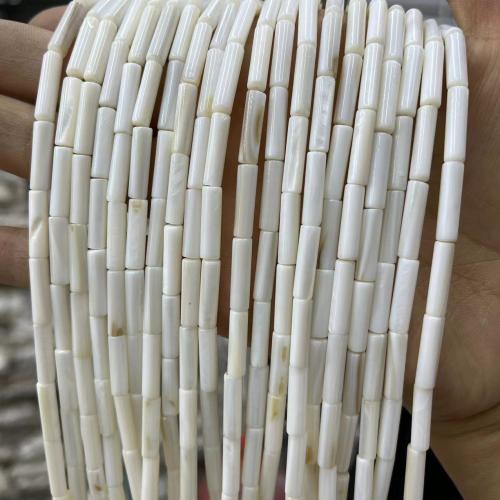 Abalorios de Nácar Natural de Agua Dulce, Concha de agua dulce, Columna, Bricolaje, Blanco, 4x13mm, aproximado 29PCs/Sarta, Vendido por Sarta