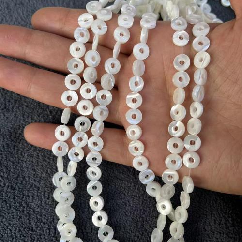 Início Shell grânulos, miçangas, Rosca, DIY, branco, 8mm, Aprox 50PCs/Strand, vendido por Strand