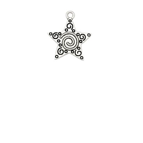 Sinc Alloy Star siogairlín, dath airgid antique plátáilte, DIY, nicil, luaidhe & caidmiam saor in aisce, 22.30x20mm, 100ríomhairí pearsanta/Mála, Díolta De réir Mála