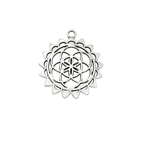 Zinc Alloy Flower Pendants antique silver color plated DIY nickel lead & cadmium free Sold By Bag