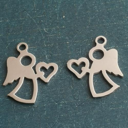 titanium Vedhæng, Titanium Stål, Angel, poleret, du kan DIY, flere farver til valg, 15x17mm, 10pc'er/Bag, Solgt af Bag