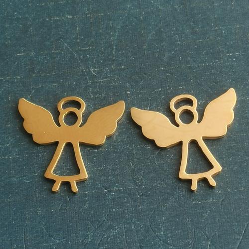 Pingentes de titânio, Partículas de aço, Anjo, polido, DIY, Mais cores pare escolha, 18x19mm, 10PCs/Bag, vendido por Bag