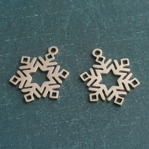 Titanium Steel Pendants Snowflake polished DIY Sold By Bag