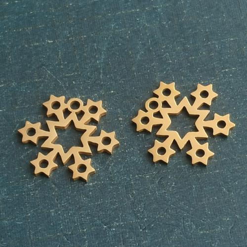 Titanium Steel Pendants Snowflake polished DIY Sold By Bag