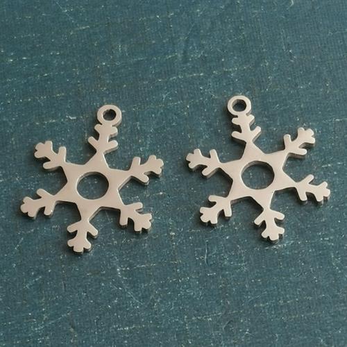 Titanium Steel Pendants Snowflake polished DIY Sold By Bag