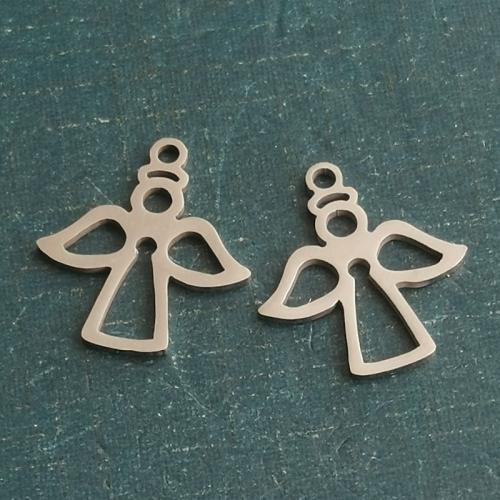 titanium Vedhæng, Titanium Stål, Angel, poleret, du kan DIY, flere farver til valg, 15x17mm, 10pc'er/Bag, Solgt af Bag