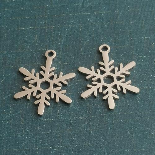 Titanium Steel Pendants Snowflake polished DIY Sold By Bag