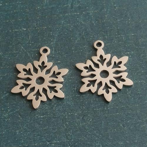 Titanium Steel Pendants Snowflake polished DIY Sold By Bag