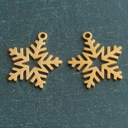 Titanium Steel Pendants Snowflake polished DIY Sold By Bag