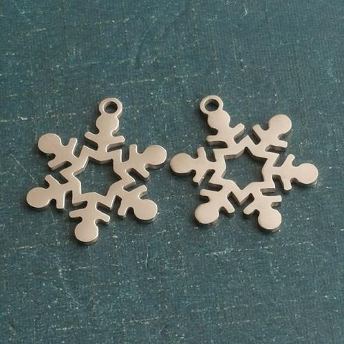 Titanium Steel Pendants Snowflake polished DIY Sold By Bag