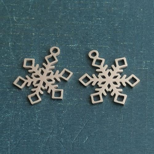 Titanium Steel Pendants Snowflake polished DIY Sold By Bag