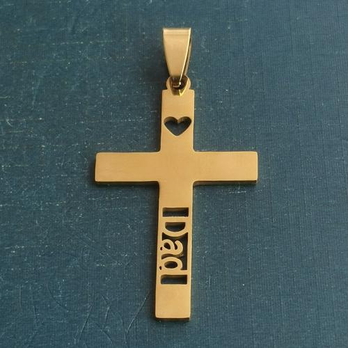 Titanium Steel Pendants Cross polished DIY golden Sold By Bag