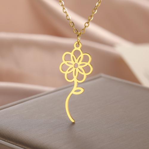 Stainless Steel Jewelry Necklace 304 Stainless Steel Flower plated for woman Length 45 cm Sold By PC