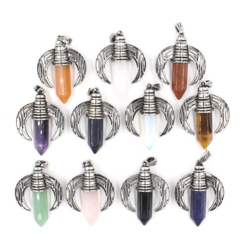 Gemstone Pendants Jewelry Natural Stone with Brass nickel lead & cadmium free Sold By PC