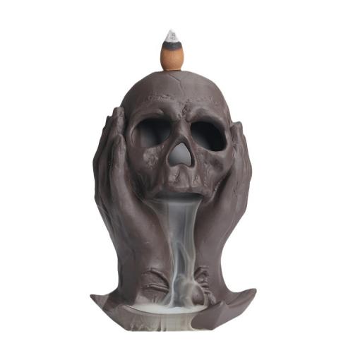 Purple Clay Backflow Burner Skull for home and office brown Sold By PC