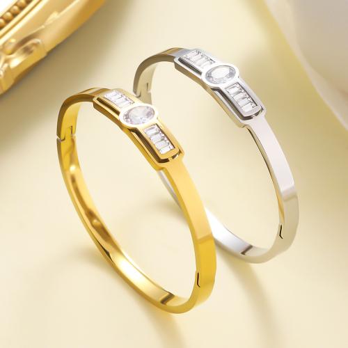 304 Stainless Steel Bangle with Crystal plated fashion jewelry & for woman Sold By PC