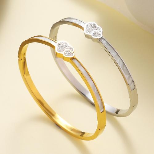 304 Stainless Steel Bangle with Crystal plated fashion jewelry & for woman Sold By PC