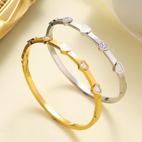 304 Stainless Steel Bangle with Crystal plated fashion jewelry & for woman Sold By PC