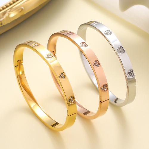 304 Stainless Steel Bangle plated fashion jewelry & micro pave cubic zirconia & for woman Sold By PC