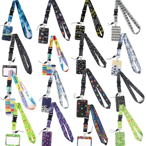 Držák karet na šňůrku, Polyester, s Polypropylen (PP), multifunkční & různé styly pro výběr & různé designy pro výběr, Lanyard :51.5x2.5cm, Prodáno By PC