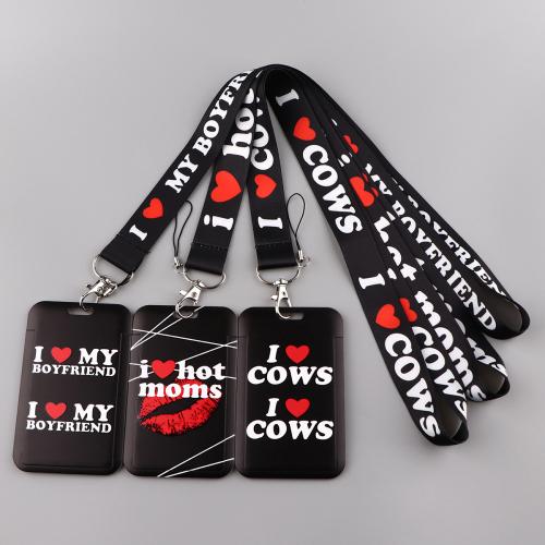 Lanyard-kaarthouder, Polyester, met Plastic, multifunctioneel & verschillende stijlen voor de keuze & verschillende ontwerpen voor de keuze, zwart, Verkocht door PC