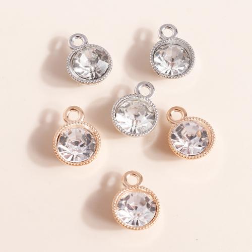 Zinc Alloy Rhinestone Pendants Round plated DIY & with rhinestone Sold By Bag