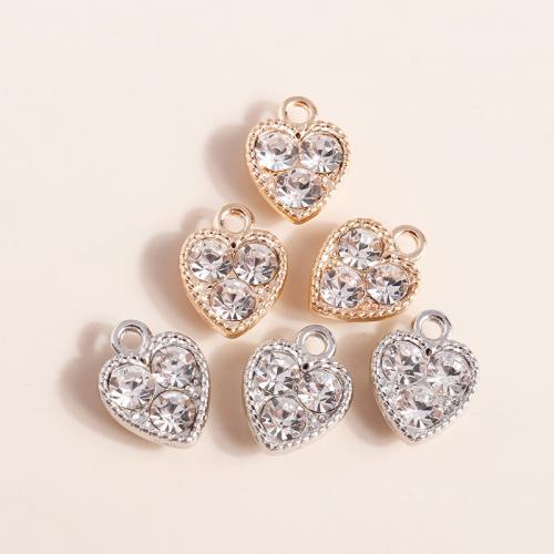 Zinc Alloy Heart Pendants plated DIY & with rhinestone Sold By Bag