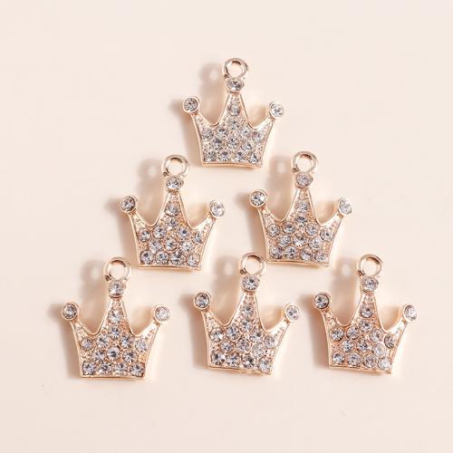 Pingentes de coroa de liga de zinco, banhado, DIY & com strass, 10PCs/Bag, vendido por Bag