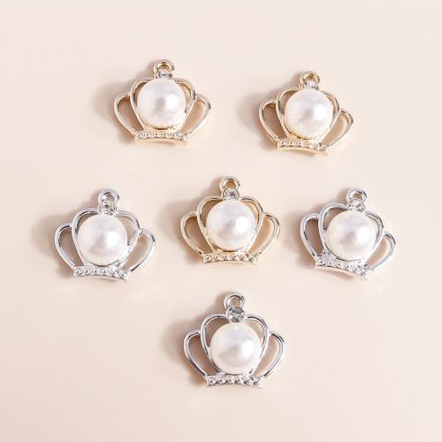 Zinc Alloy Crown Pendler, med Plastic Pearl, forgyldt, du kan DIY, 10pc'er/Bag, Solgt af Bag